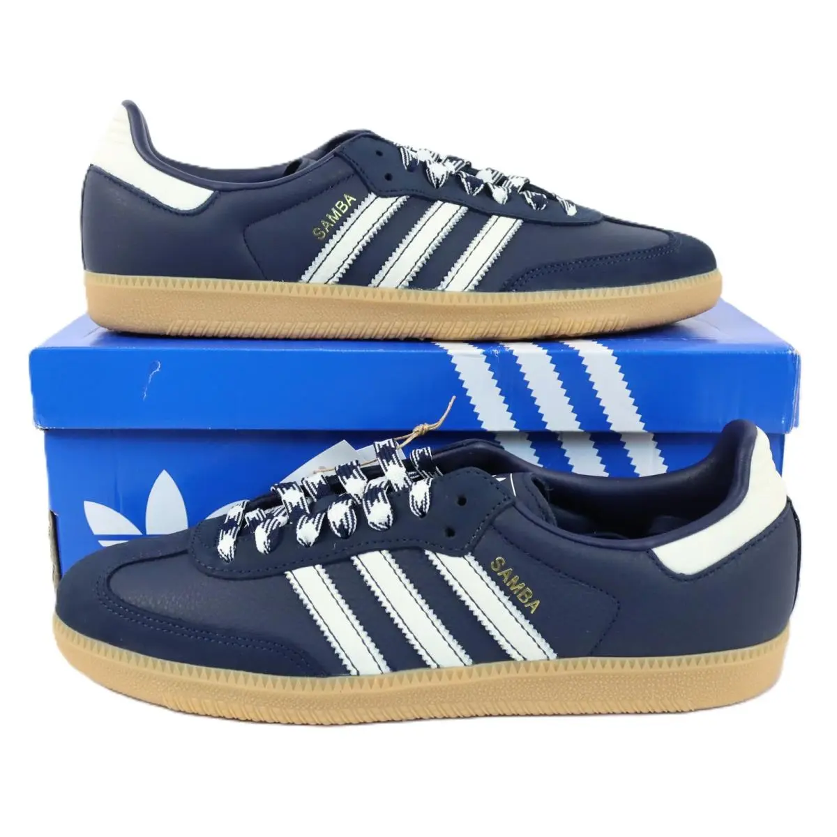 Adidas Samba OG Leather Sneakers In Indigo/off White - Men`s Size 11 KJ6077