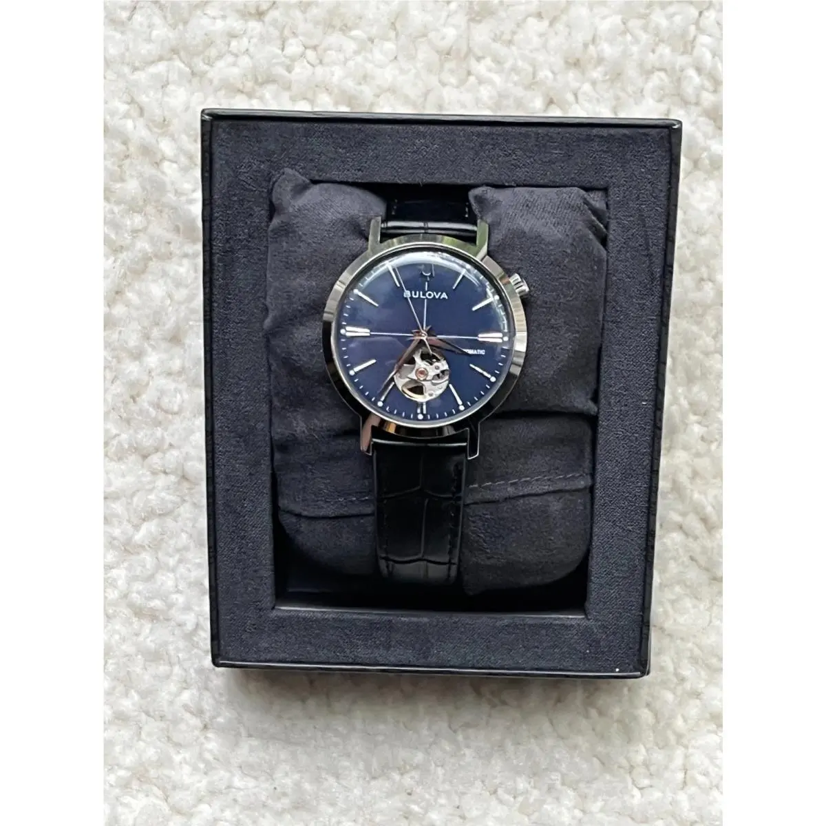 Bulova Aerojet Open Heart Automatic Blue Dial 38mm Classic Men`s Watch 96A342