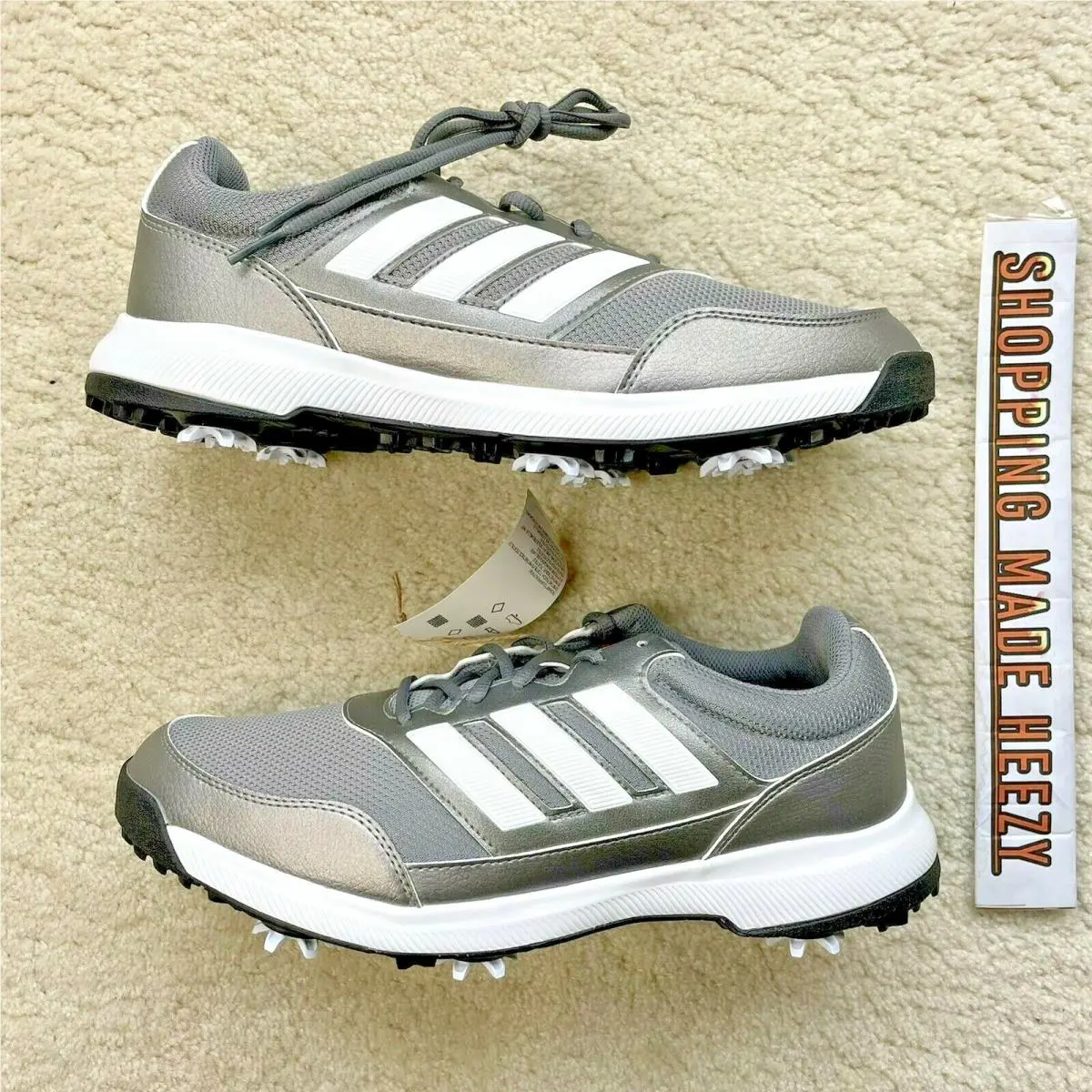US 10 Adidas Tech Response 2.0 Soft Spiked Golf Shoes Cleats Gray White