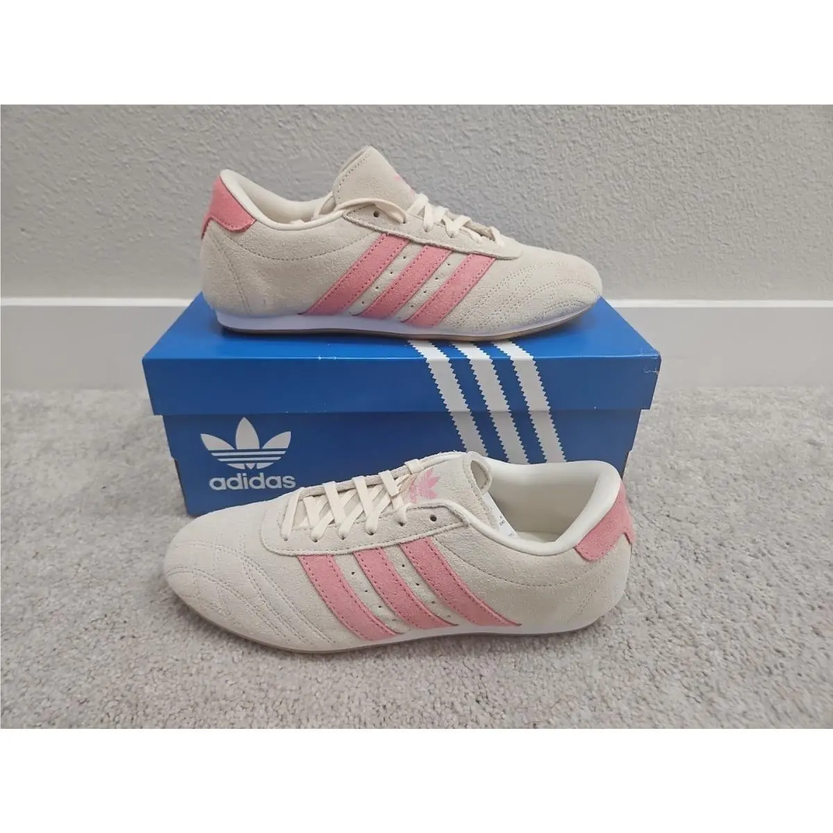 Adidas Taekwondo Lace Up Size 7.5 Womens Cream Pink Sneakers Casual Shoes JQ3518