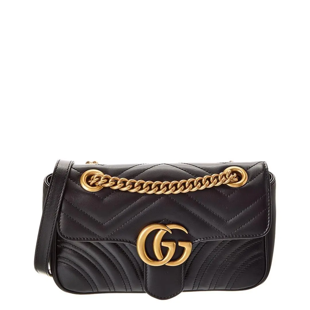 Gucci Gg Marmont Mini Matelasse Leather Shoulder Bag Pre-loved - Hardware: Gold, Exterior: Black