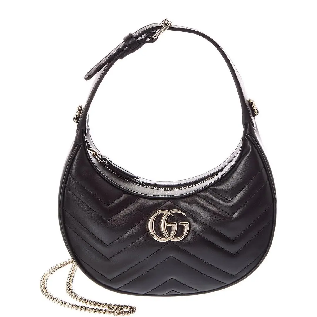 Gucci Gg Marmont Small Leather Hobo Bag Women`s Black - Exterior: Black
