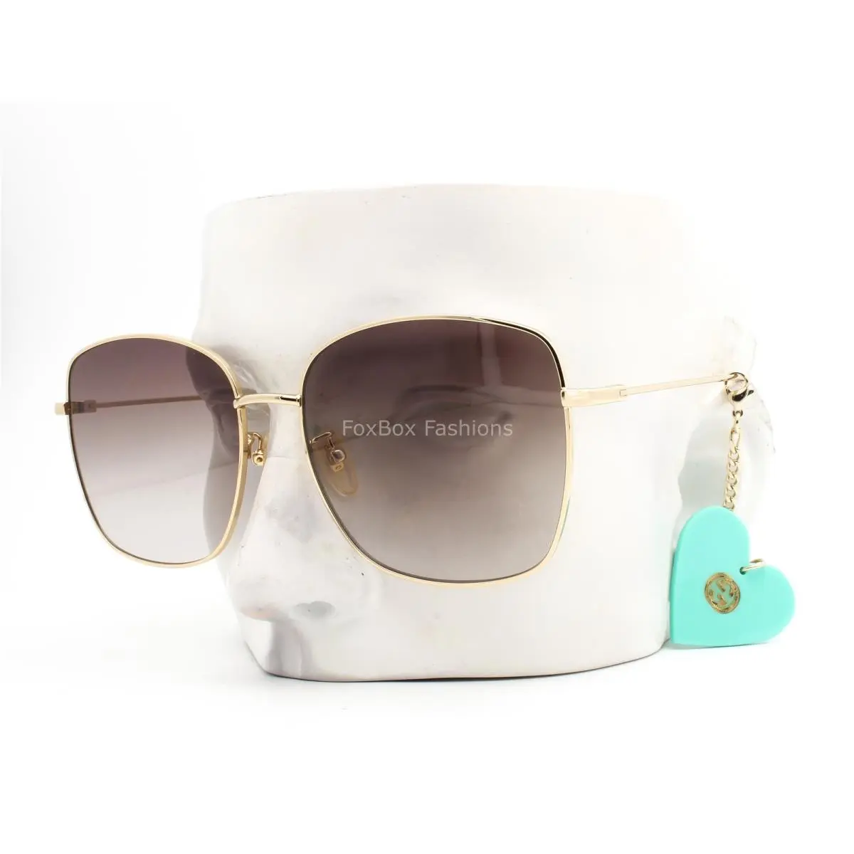 Gucci Sunglasses Shiny Gold Blue Pendants W/case Alternative Fit GG 1030SK 003