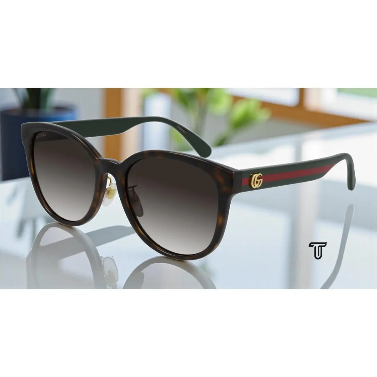 GG0854SK 003 Cat Eye Havana Shiny Brown 56 mm Women`s Sunglasses by Gucci