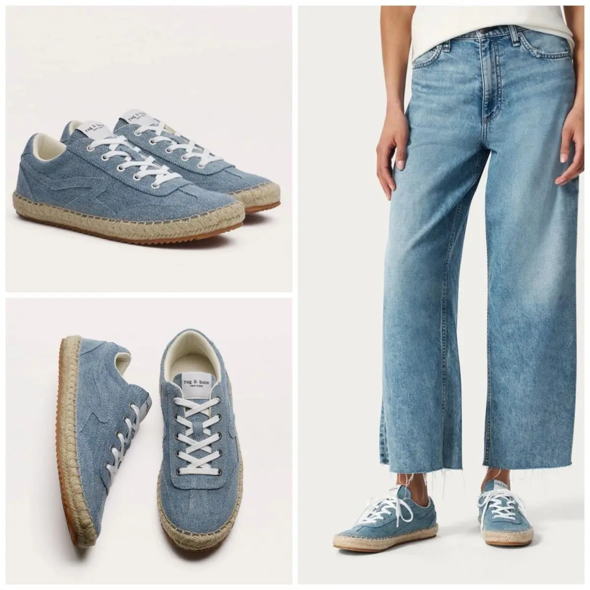 Rag Bone Retro Espadrille Sneaker In Light Denim Wash Size: 36 US 6