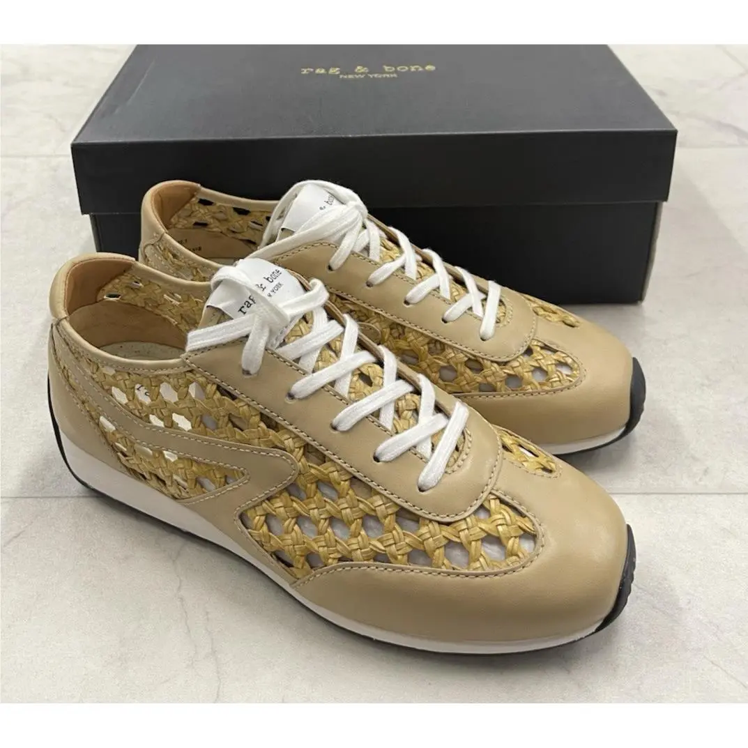Rag Bone Retro Runner Slim In Light Natural Woven Size:38.5 US 8.5