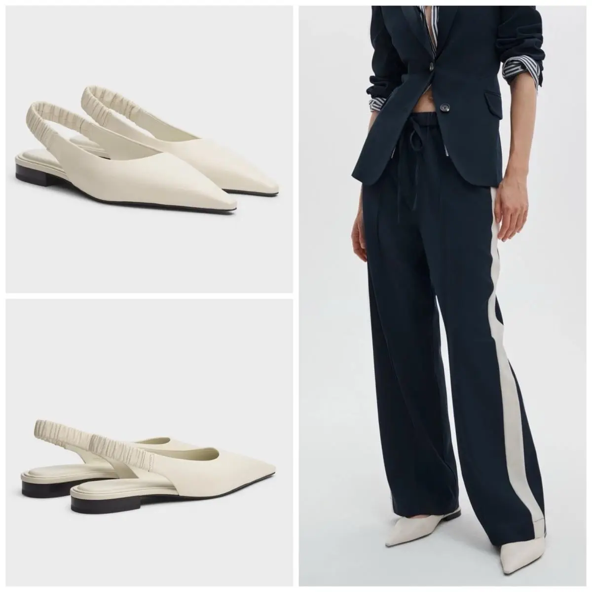 Rag Bone Mercer Slingback Flat In Antique White Size:38 US 8