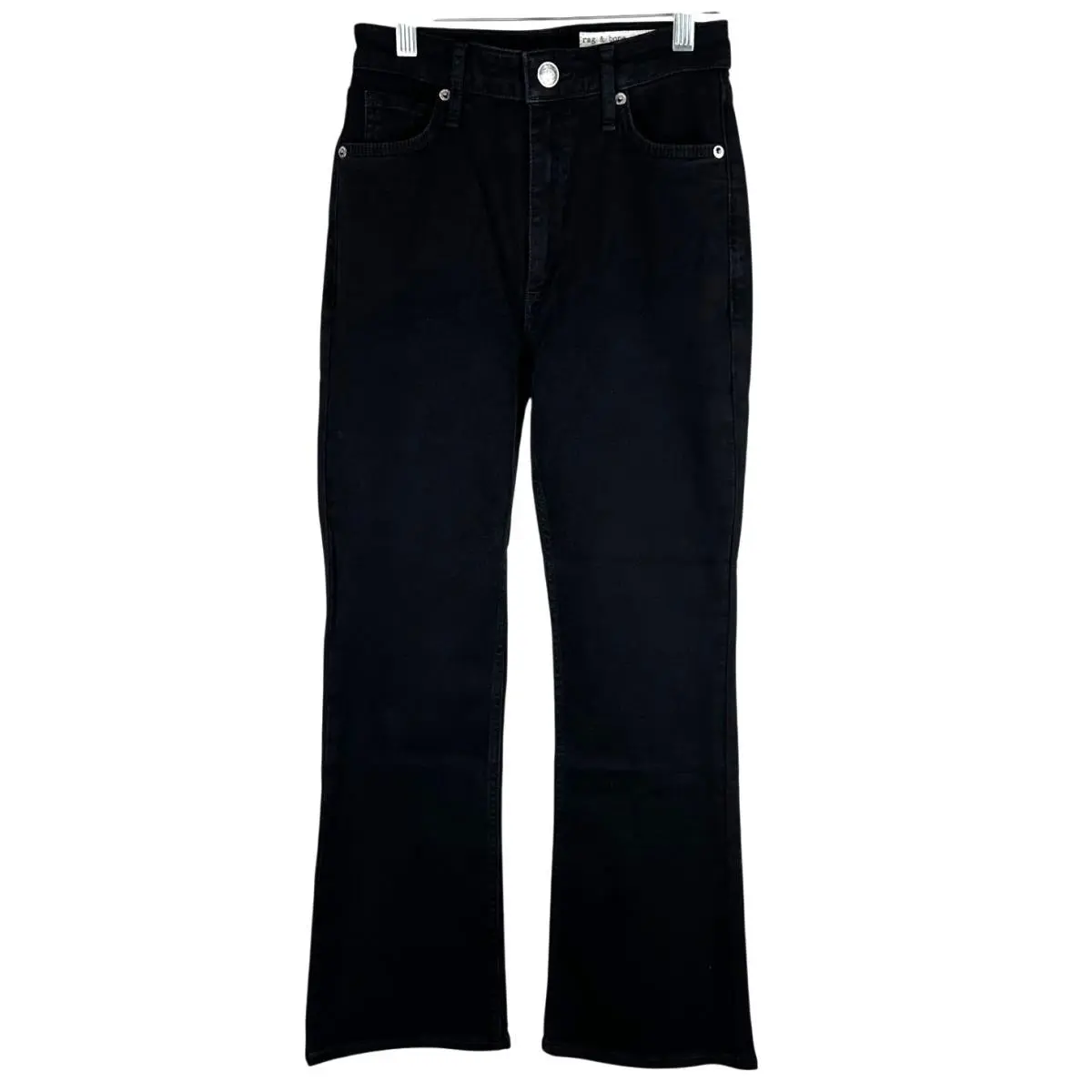 Rag Bone Casey High Waist Ankle Flare Leg Jeans Black Women`s Size 24 by Rag & Bone