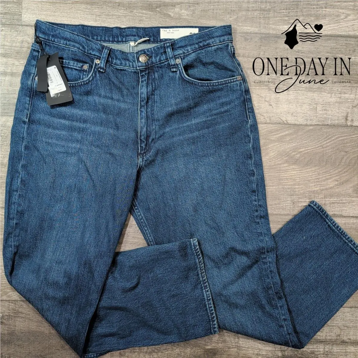 Rag Bone The Harlow Mid Rise Straight Jeans Size 16 33