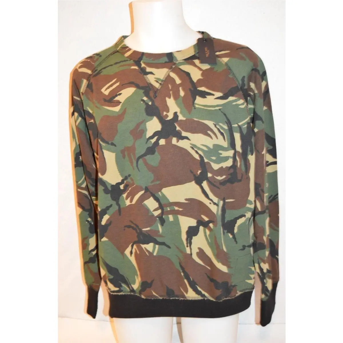 Rag Bone Man`s All Over Camo Crew Neck Sweater Size Medium Retail by Rag & Bone