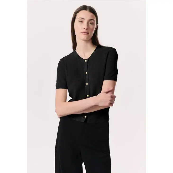 Rag Bone Dina Cotton Cash SS Cardigan In Black Size: Medium by Rag & Bone