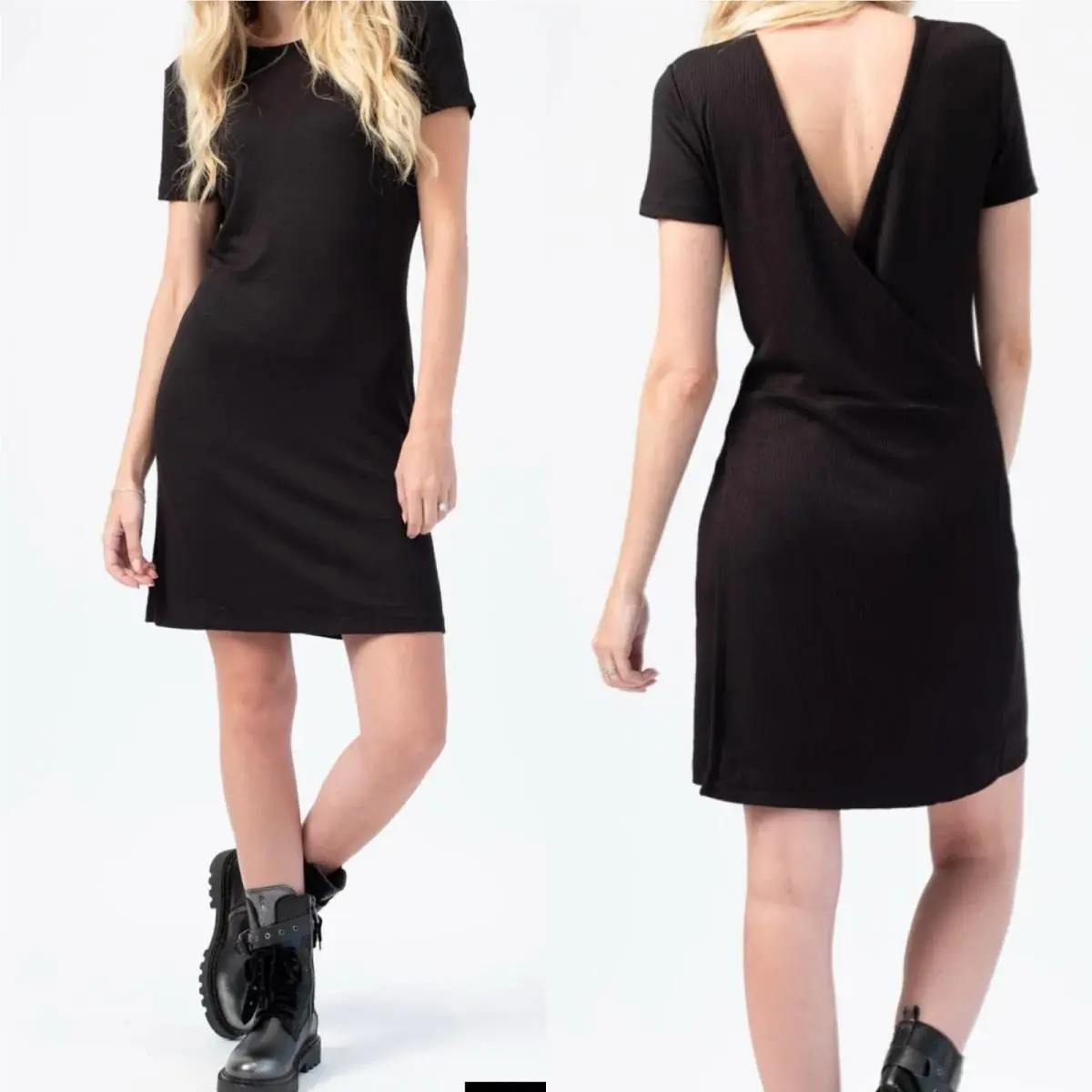 Nwt. Rag Bone Ribbed Wrap Dress in Black Size L by Rag & Bone