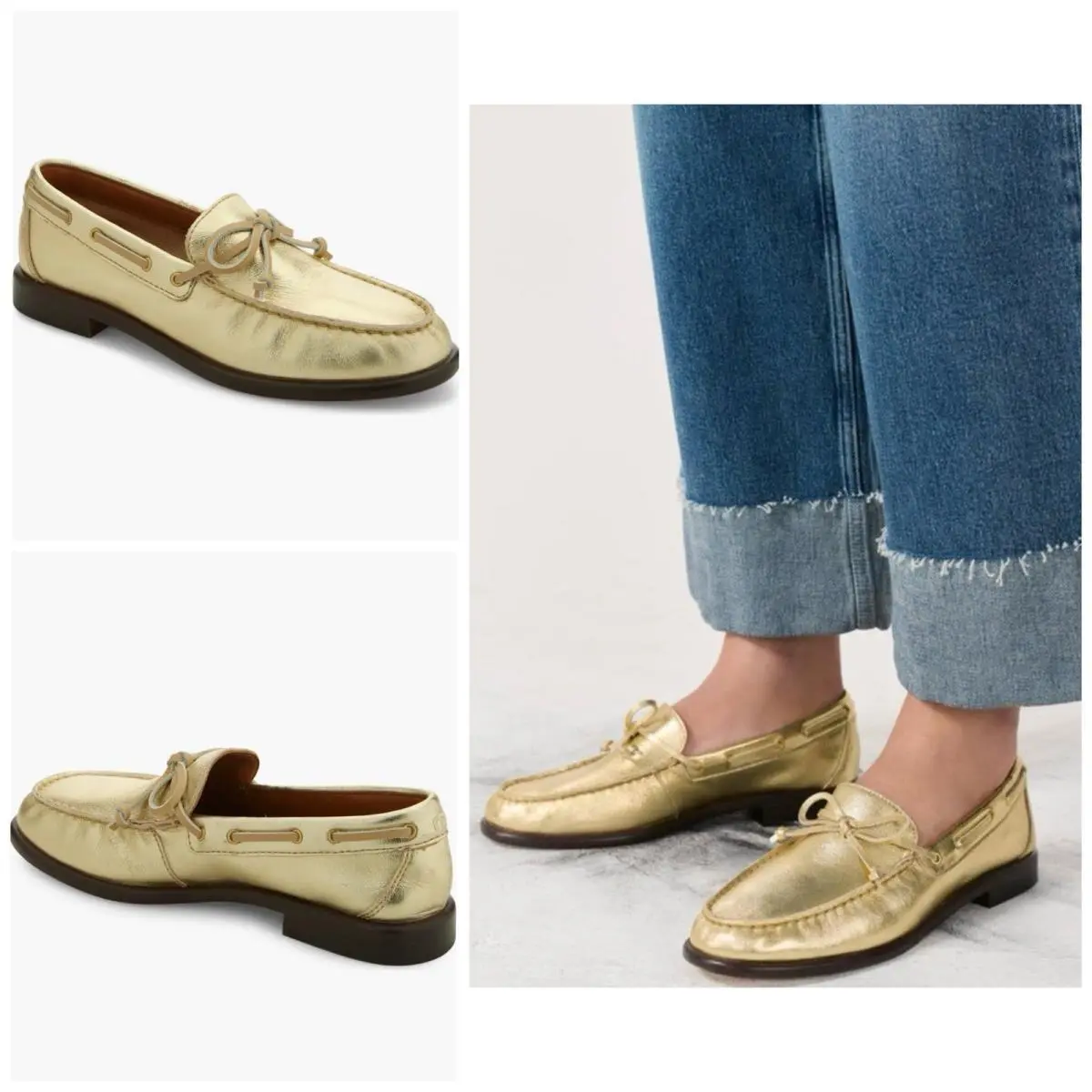 Rag Bone Carter Boat Loafer Shoes In Gold Size: 40 US 10