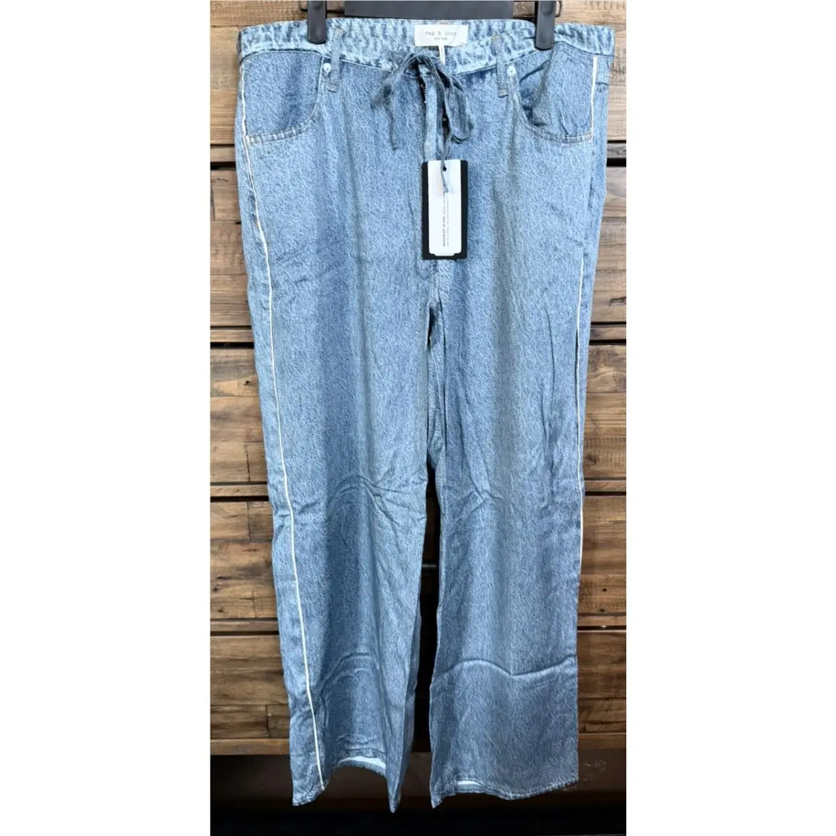 Rag Bone Zoe Miramar Slink Pants Women`s L Blue Soft Lounge Wide Leg by Rag & Bone