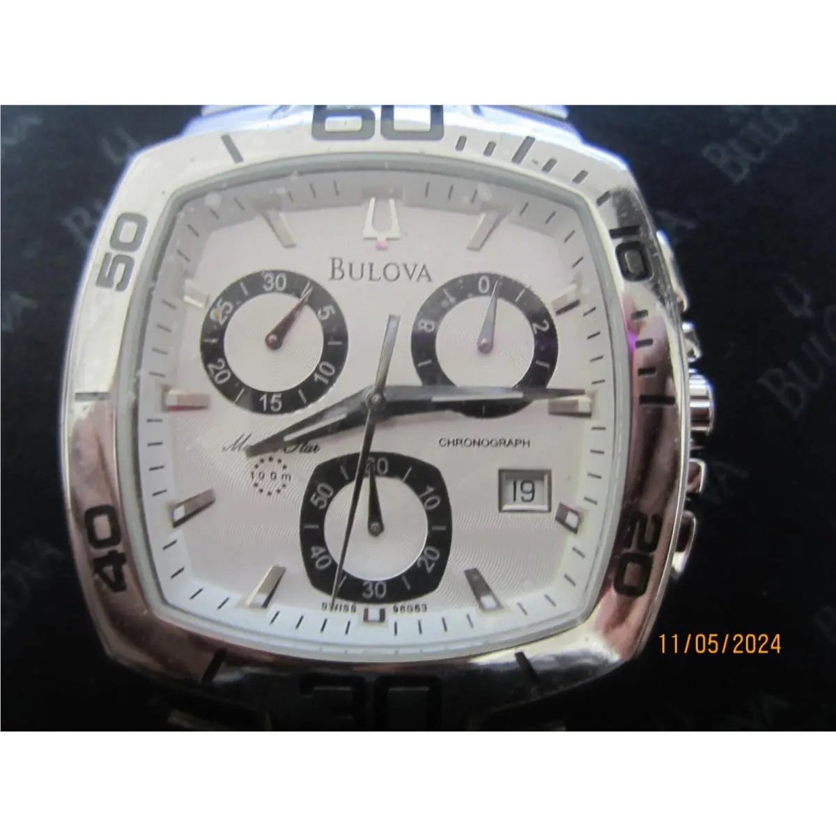 Bulova Marine Star Men`s Watch Chrono All S/s Swiss 96G63