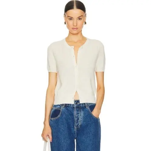 188 Rag Bone Dina SS Cardigan In Ivory Size: Medium by Rag & Bone