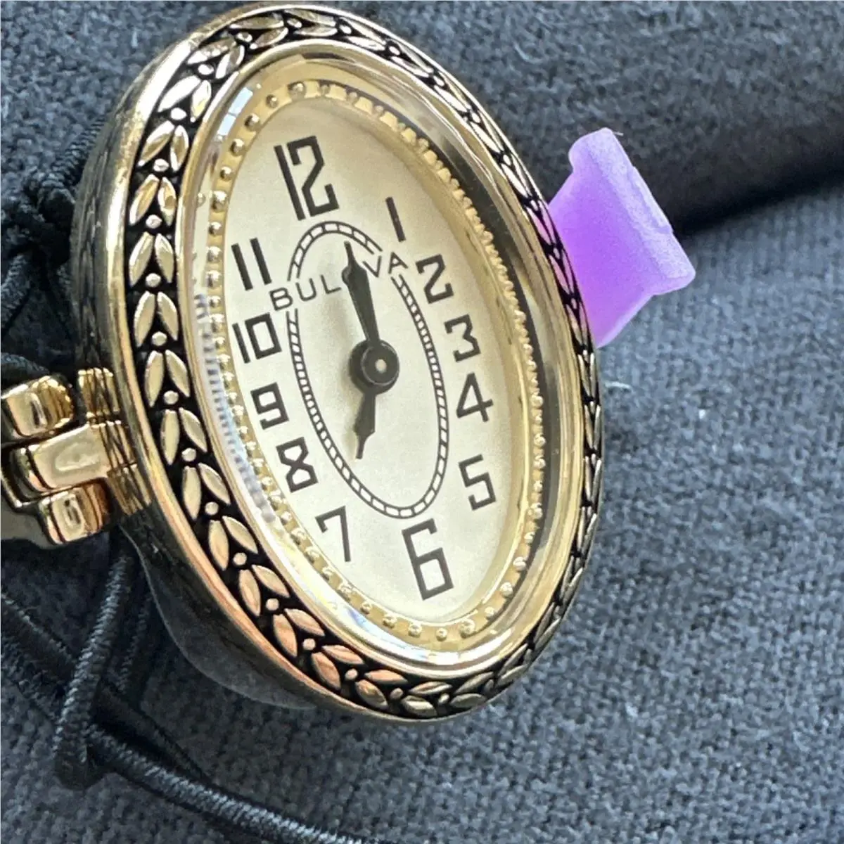 Ladies` Bulova Archive Gold-tone Stainless Steel Ring Watch 97L188