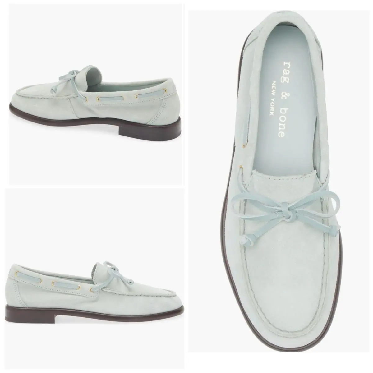 Rag Bone Carter Boat Loafer Shoes In Mint Suede Size: 36.5 US 6.5