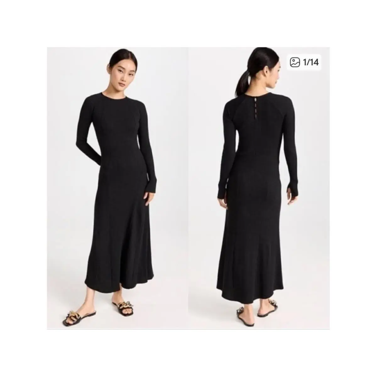 Rag Bone Long-sleeve Echo Ribbed Wool Midi Dress Quiet Luxury Timeless by Rag & Bone