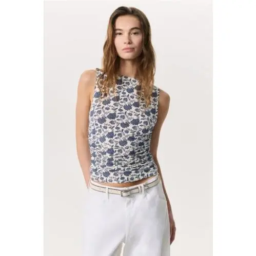 Rag Bone Luca Printed Shirred Tank In Salute Multi Size: Large