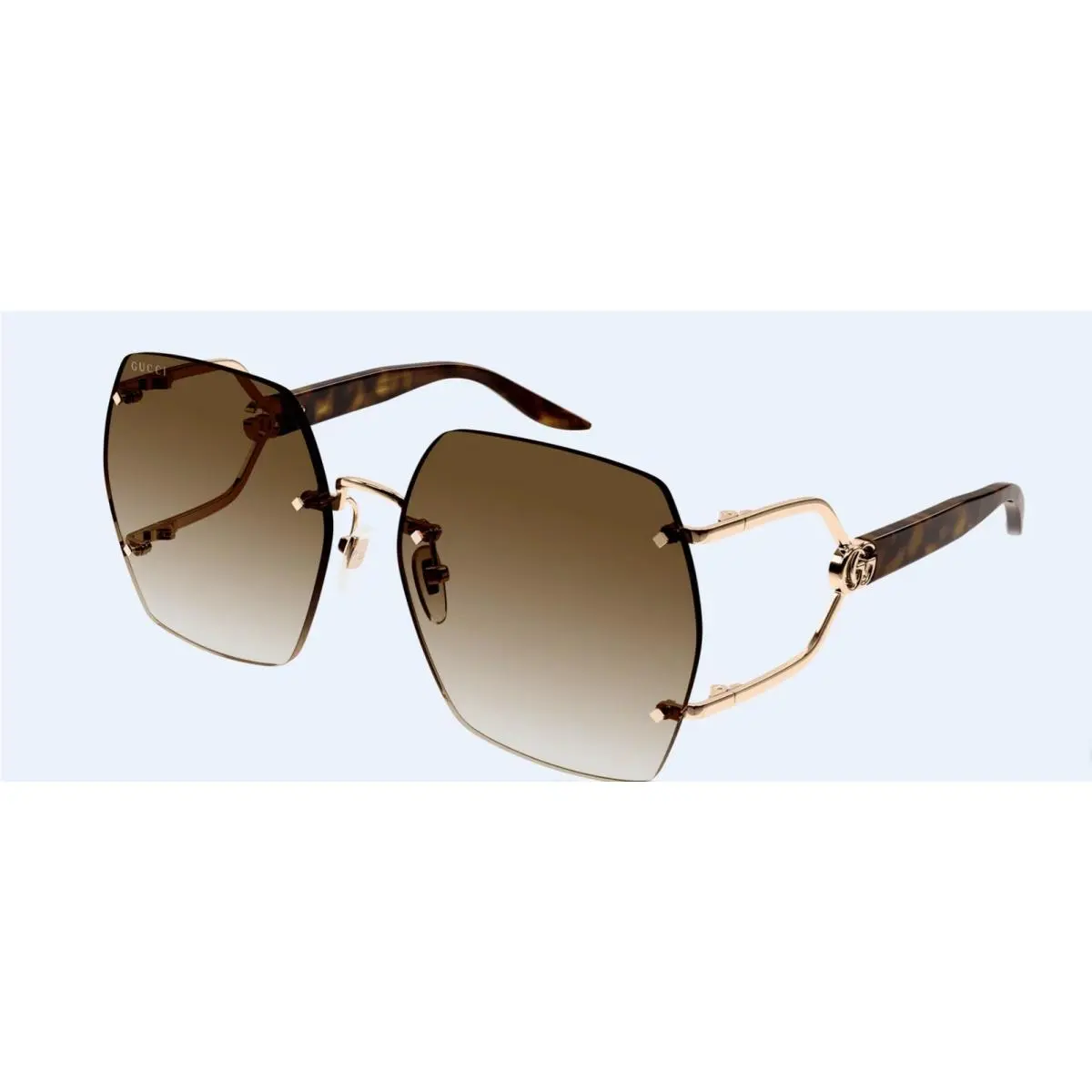 GG1562S 002 Gold Havana Brown Lens 62 mm Hexagonal Women`s Sunglasses by Gucci