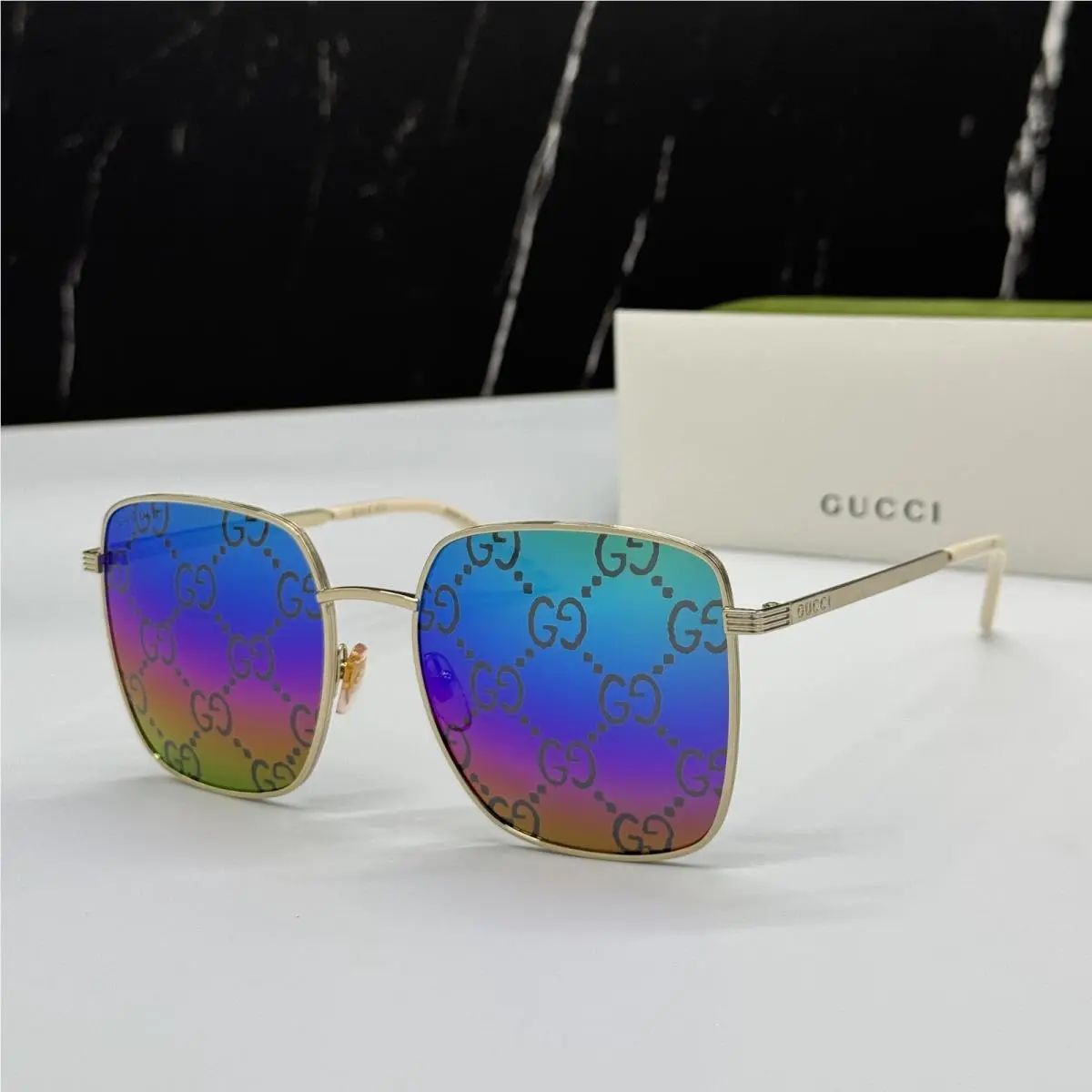 GG0802S 004 Gold Square Women Sunglasses by Gucci