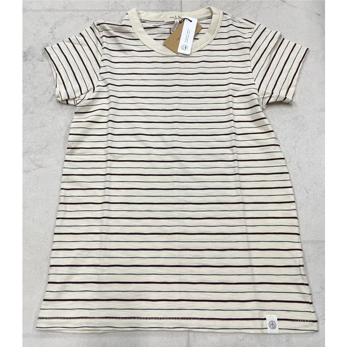 Rag Bone The Slub Stripe Tee In White Multi Size: Xx-small by Rag & Bone