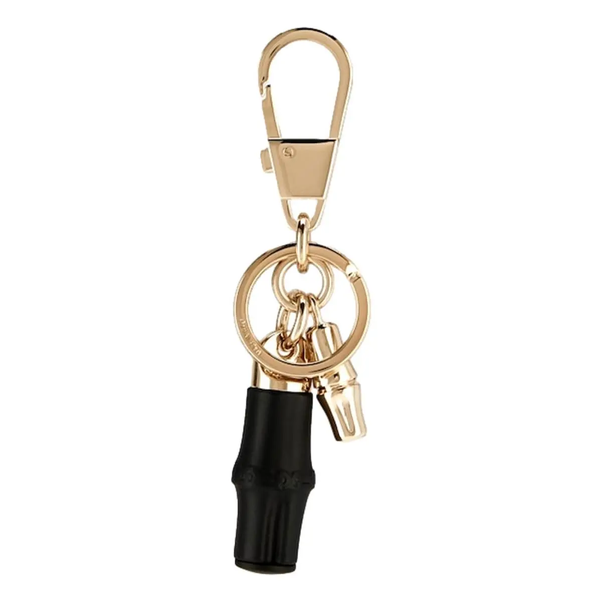 Gucci Bamboo Black Varnished Keychain Bag Charm Gold Hardware Box