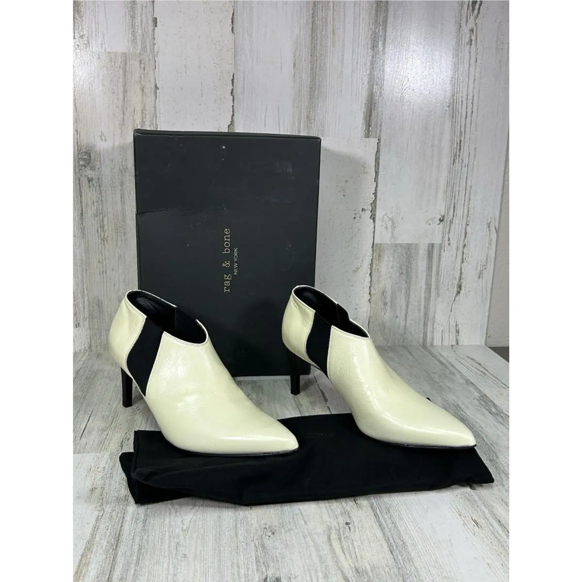 Rag Bone Beha Chelsea Booties Antique White Size 38 1/2 8.5