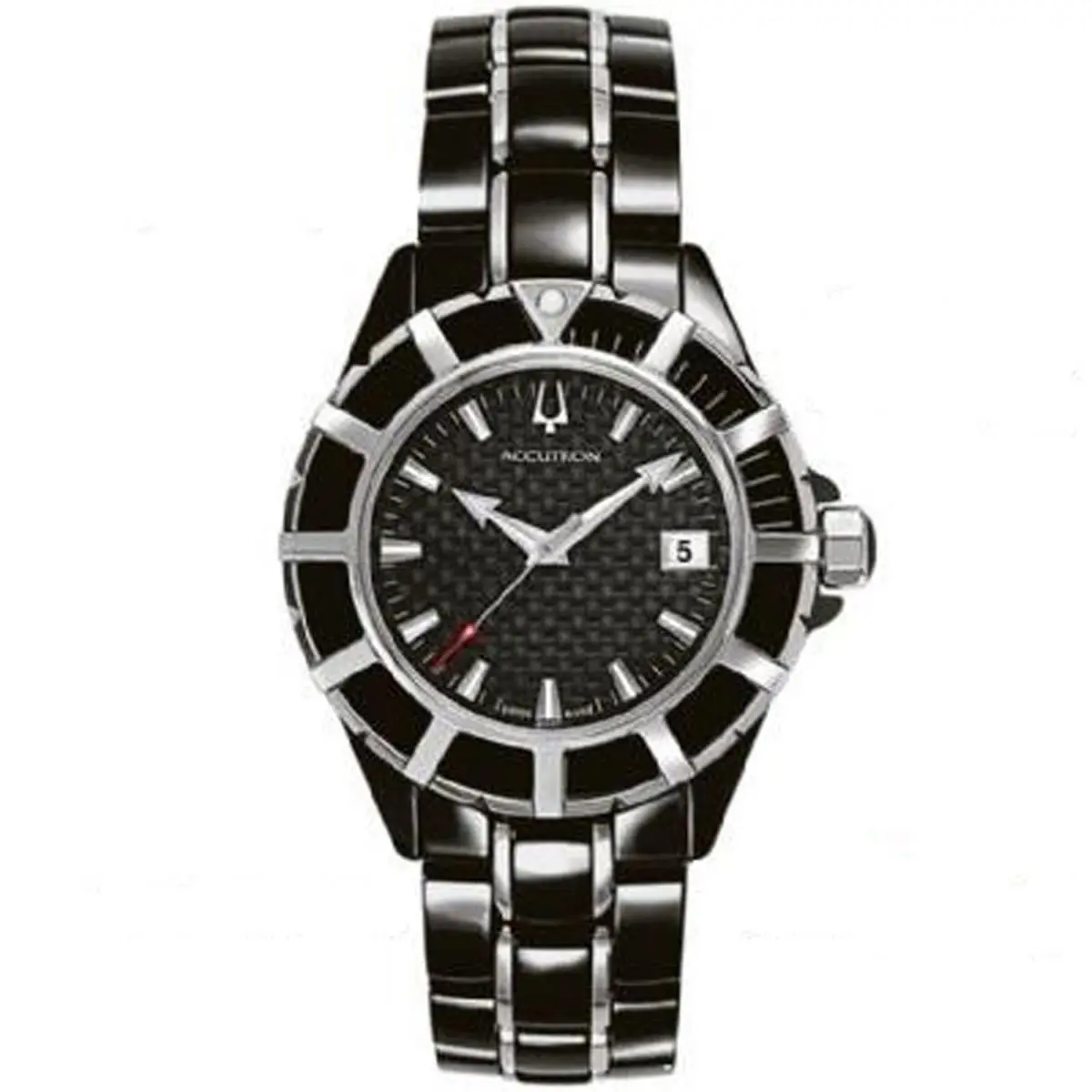 Bulova Accutron 28B87 Mirador Date Black Ceramic / Stainless Steel Men`s Watch