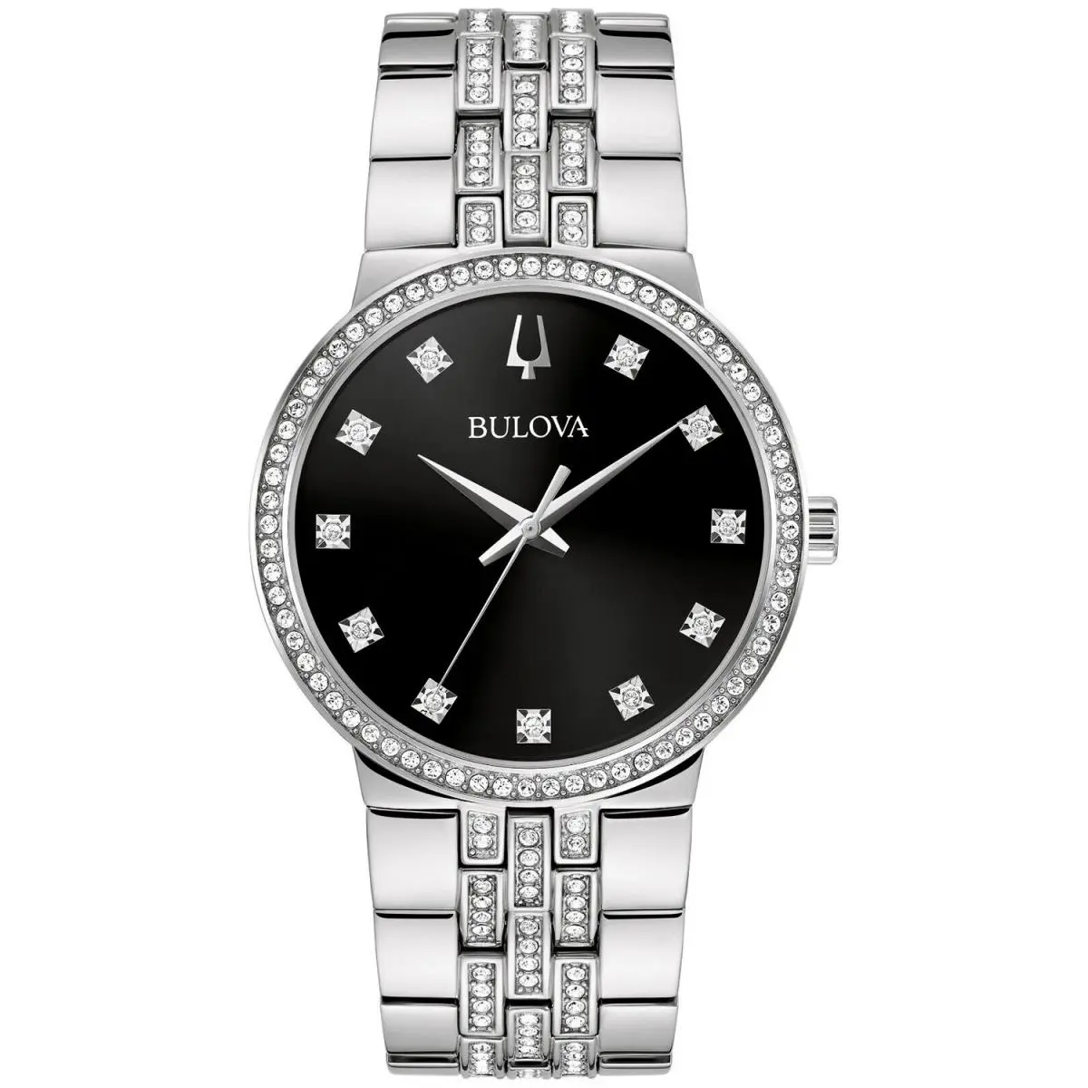 Bulova Men`s Crystal Black Dial Watch - 96K110