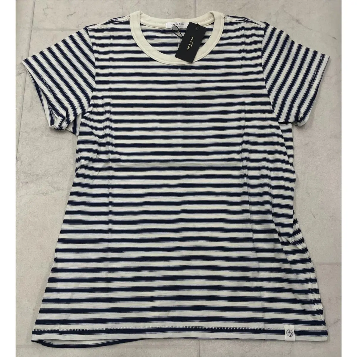 128 Rag Bone The Slub Stripe Tee In Blue Multi Size: Medium by Rag & Bone