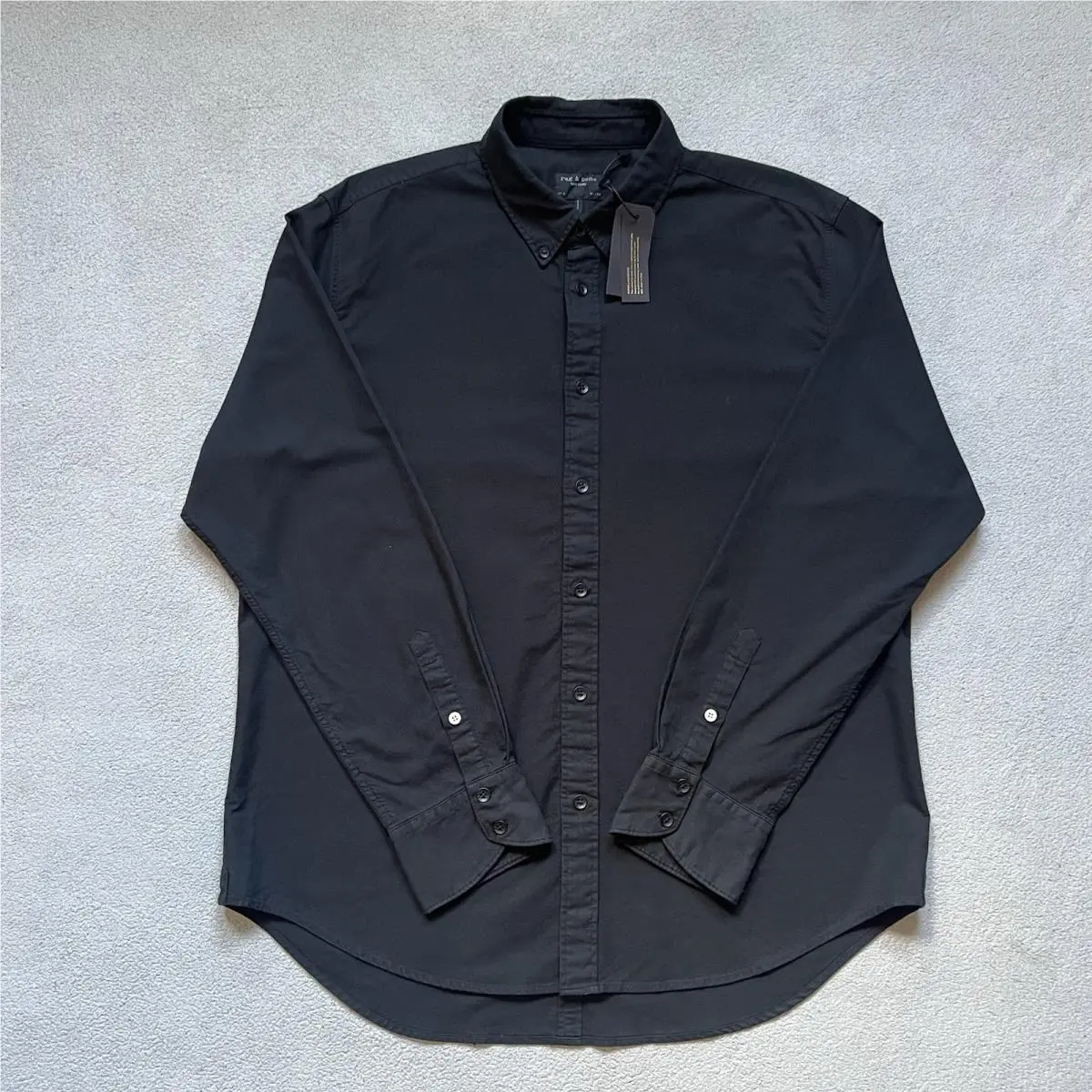 Rag Bone Shirt Mens Extra Large Black Edgy Luxury Fit 2 Tomlin Slim Oxford