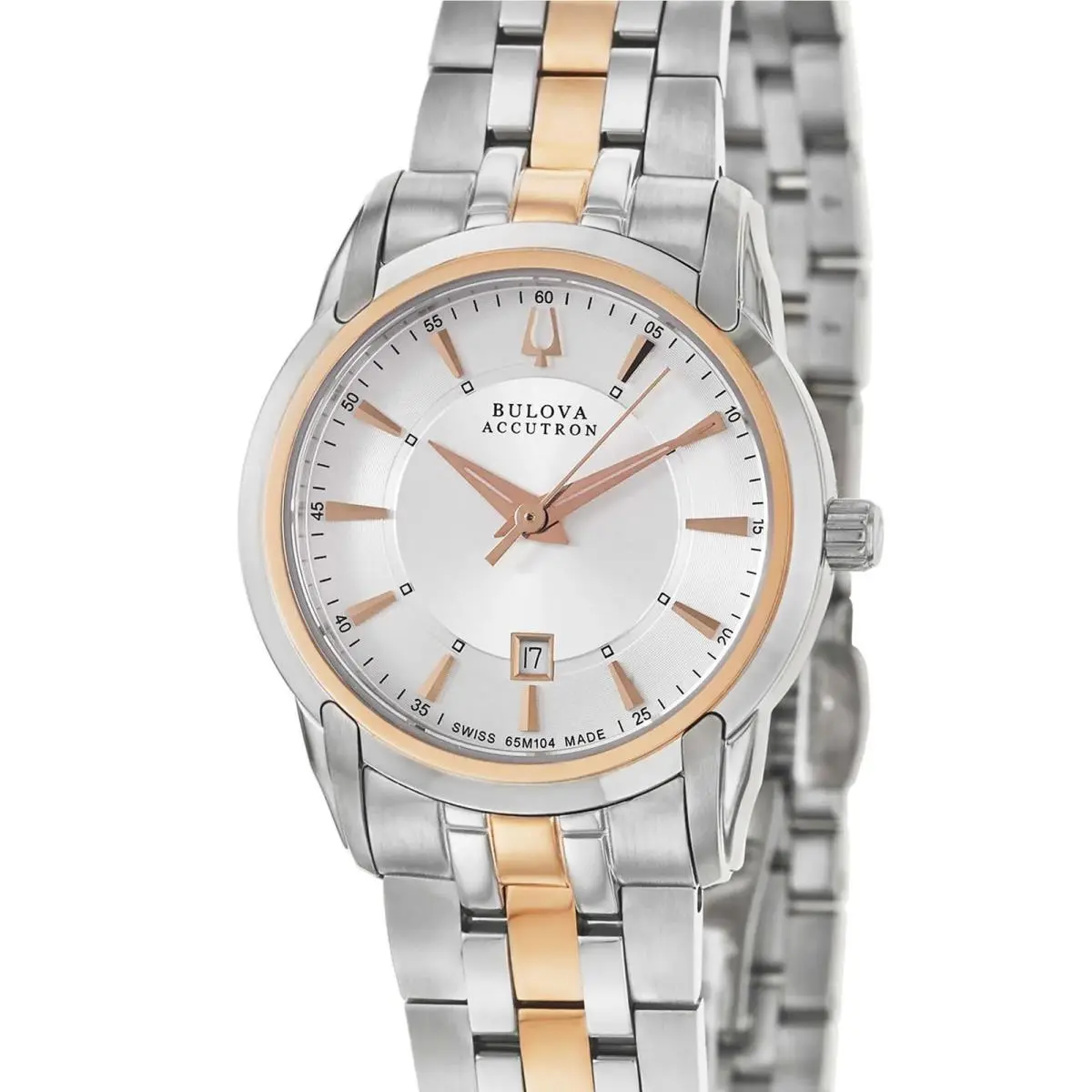 Bulova Accutron Sorengo Womens Swiss Made Watch Two Tone Silver Rose Gold Steel