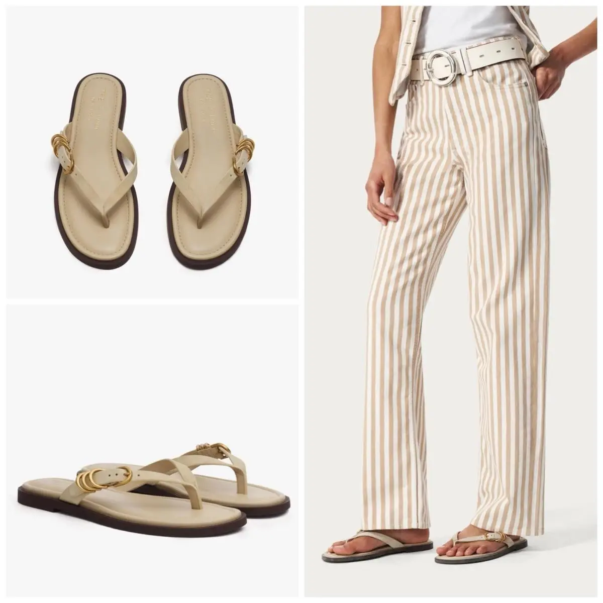 Rag Bone Gia Thong Sandal In Macadamia Suede Size:36.5 US 6.5