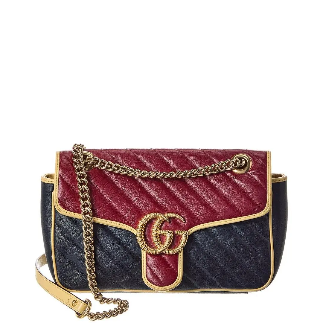 Gucci Multi Calfskin Leather Azalea Diagonal Small Torchon Gg Marmont