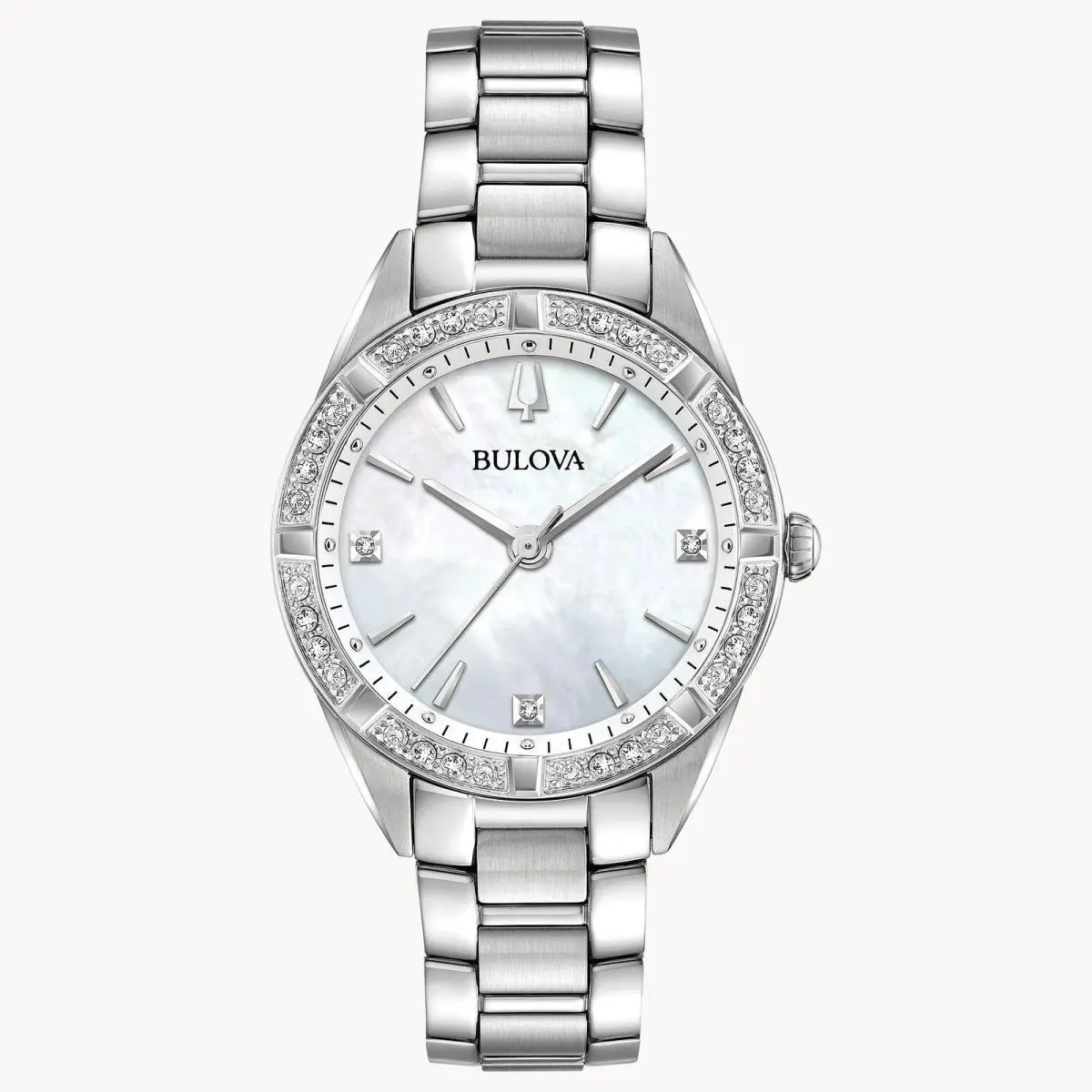 Bulova Ladies Sutton Quartz Diamond Stainless Steel Bracelet Watch 96R228