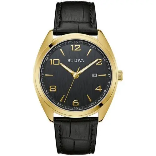 97B211 Gold Tone Black Dial Classic by Bulova