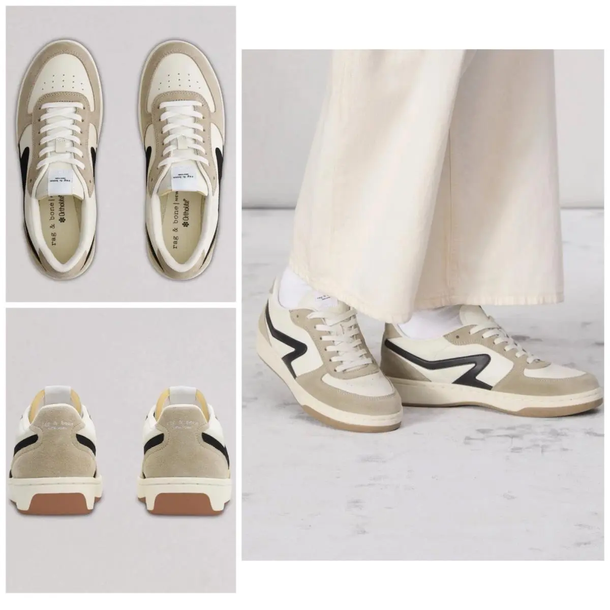 Rag Bone Retro Court Sneaker In Turtle Dove Light Sand Size:8.5