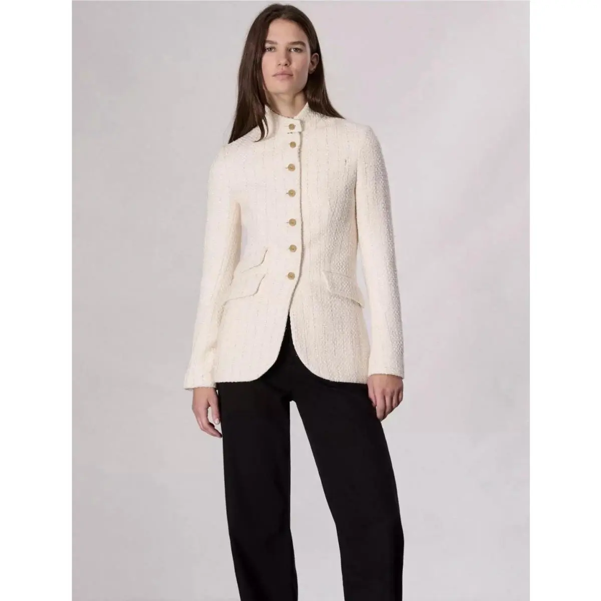 Rag Bone - Ivory Slade Long Tweed Blazer Jacket - Women`s 12