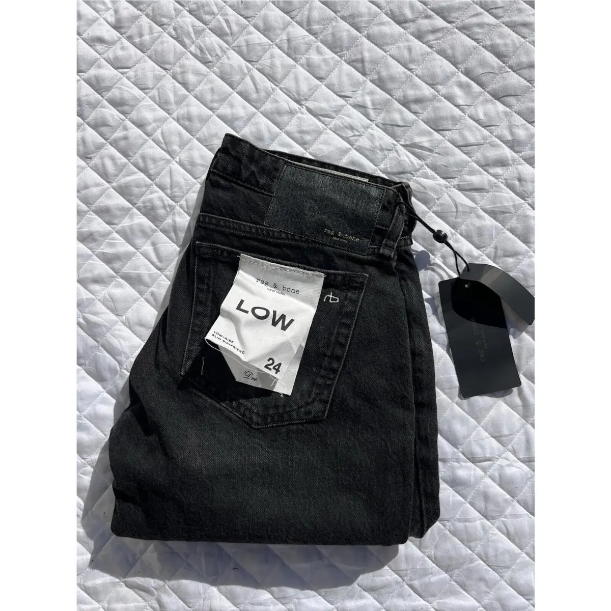 Rag Bone Jeans Women`s 24x27 Black Dre Highland Low Rise Slim Boyfriend Jeans by Rag & Bone