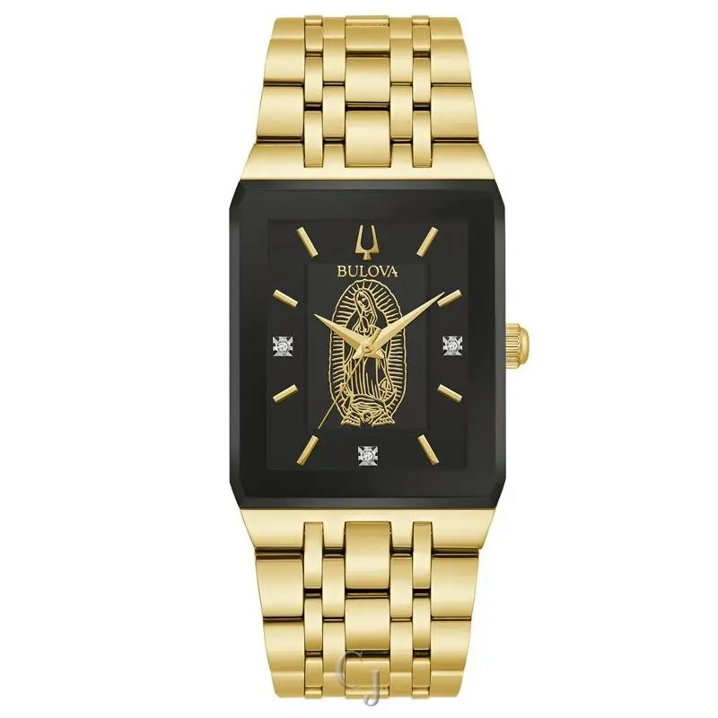 Bulova Men`s Quartz Gold Tone Diamond Accent Lady Guadalupe Watch 30MM 97D130
