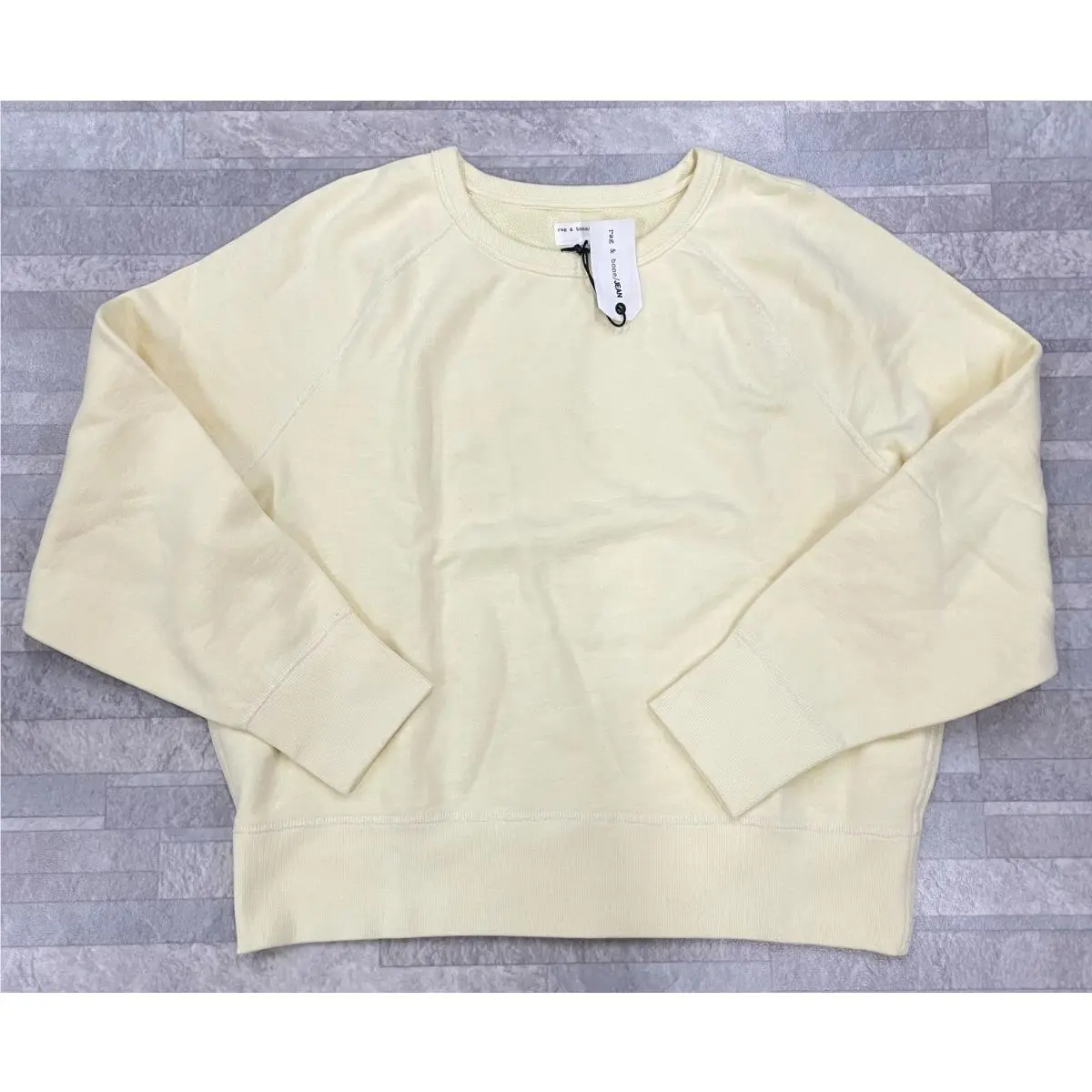 Rag Bone The Raglan Women`s Sweatshirt In Pale Yellow Size: Large