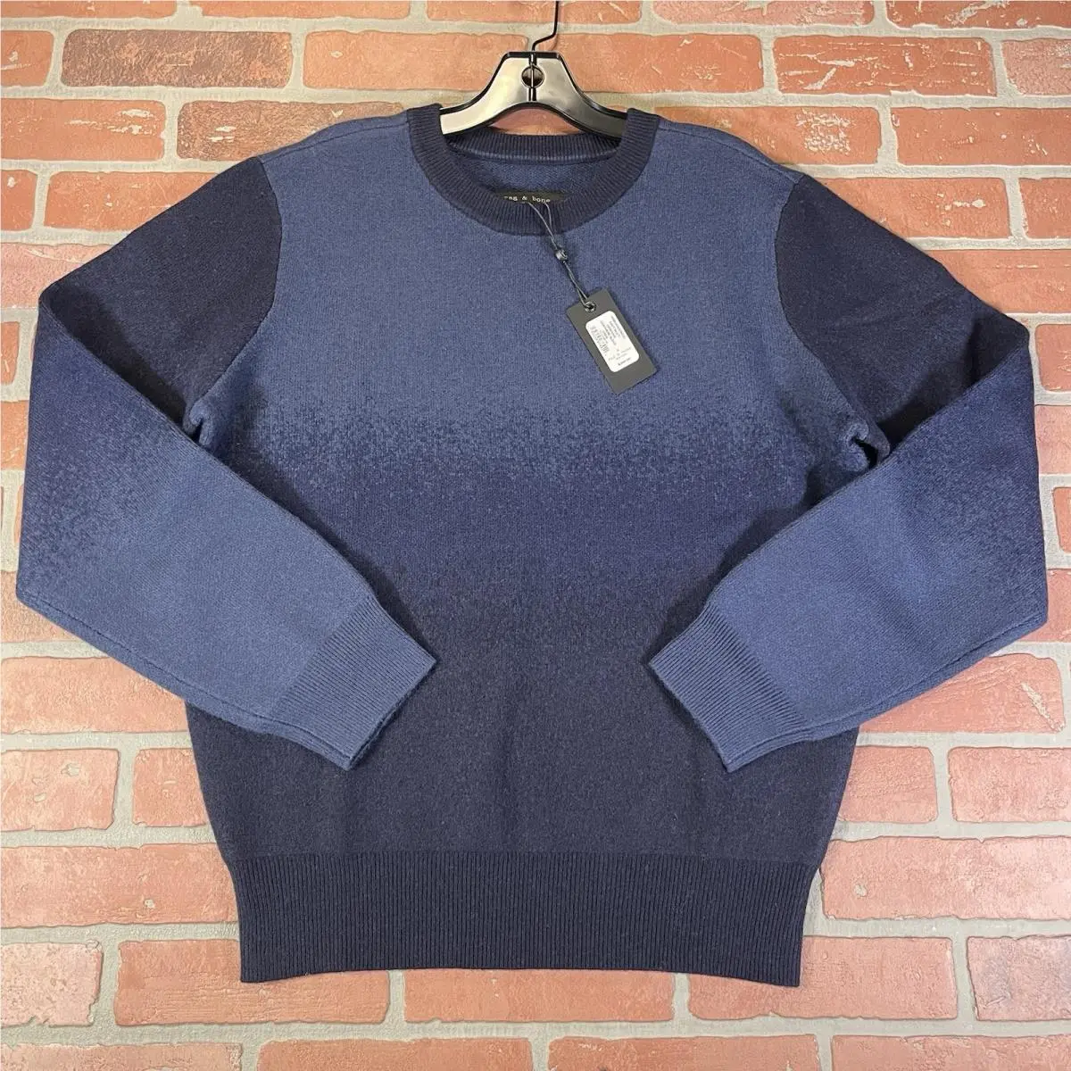 Rag Bone Downing Wool Cashmere Blend Crewneck Sweater Blue Mens Small