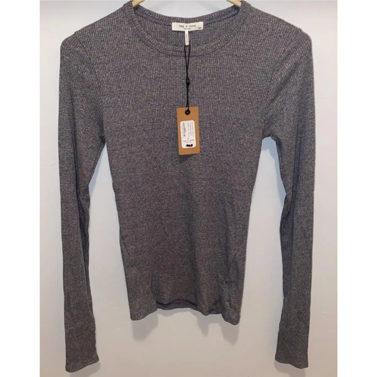 Rag Bone Heather Gray Long Sleeve Essential Rib Crewneck Women`s sz S