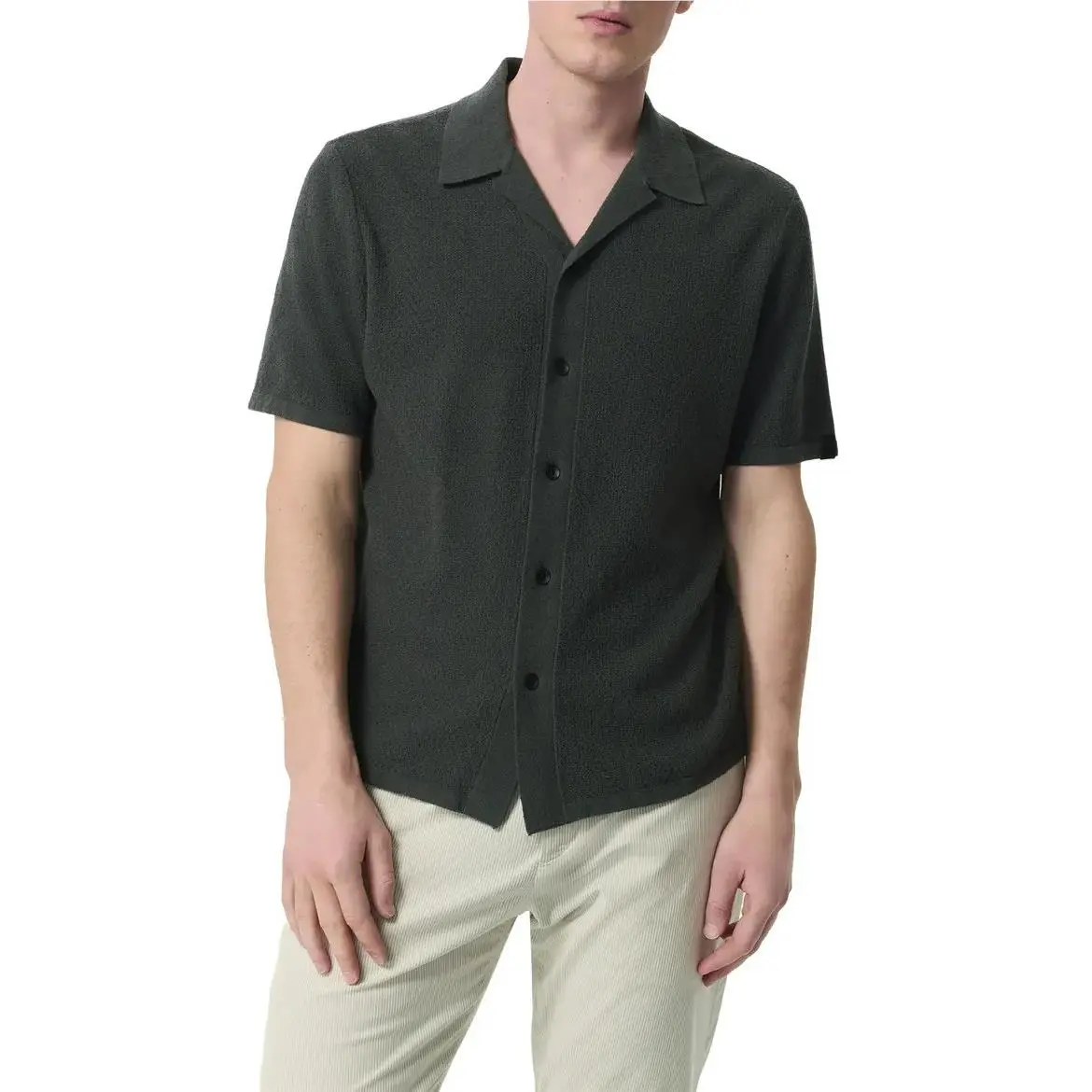 Rag Bone Shirt Mens XL Dark Grey Zigzag Avery Toweling Camp Slim Fit
