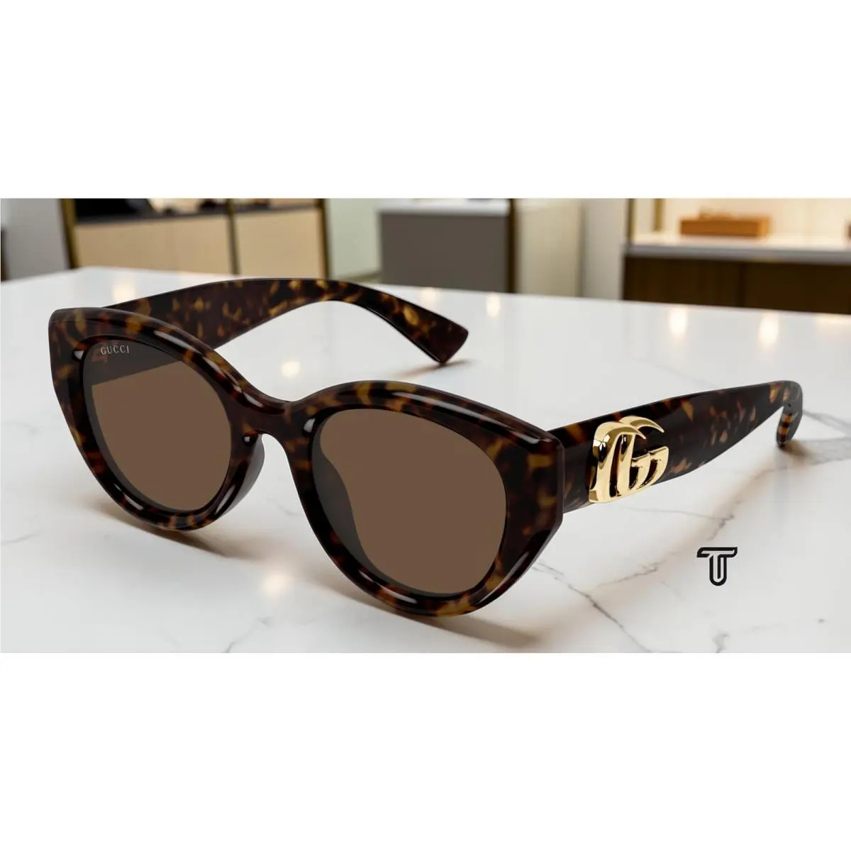 GG1976SK 003 Havana Brown Lens 52 mm Round Oval Panthos Women`s Sunglasses by Gucci