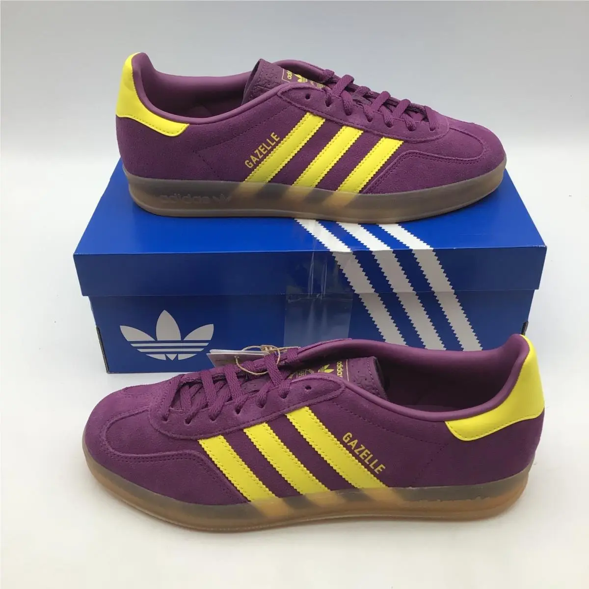 Adidas Gazelle Indoor W Womens Purple Mauve Bright Yellow JS1415 Size 10