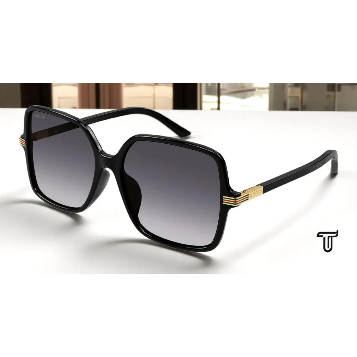 GG1448SA 001 Sign Black Grey 59 mm Women`s Sunglasses by Gucci