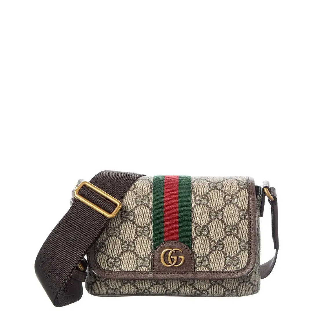 Gucci Ophidia Gg Supreme Canvas Leather Mini Bag Women`s Beige